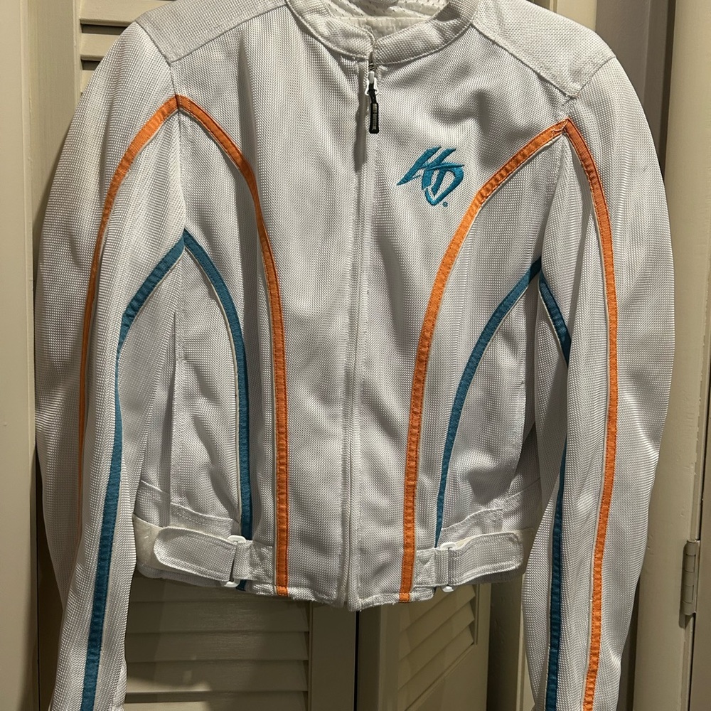 RARE Harley-Davidson White and Orange Riding Lined Jacket